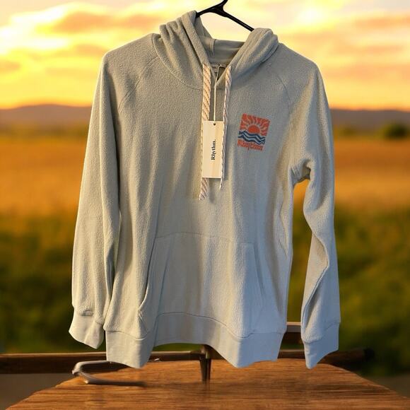 Rhythm Ocean Surf Hoodie Beachly Light Blue Women's Small NWT - Picture 4 of 6